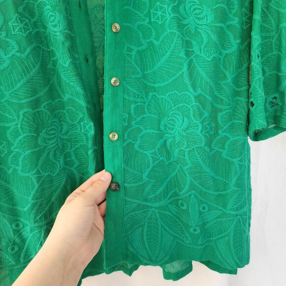 Anthropologie Akemi + Kin Kelly Green Eyelet Embroidered Tunic Top Blouse Boho - Picture 11 of 13